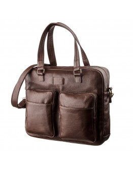 Мужская кожаная сумка для ноутбука коричневая SHVIGEL 19109