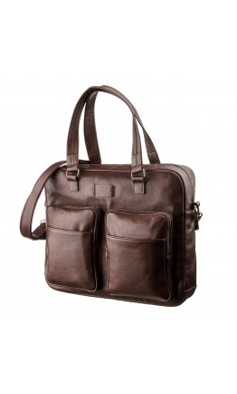 Мужская кожаная сумка для ноутбука коричневая SHVIGEL 19109