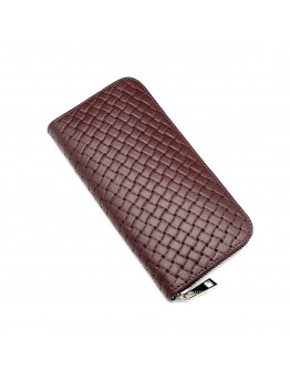 Бордовый кожаный кошелёк - клатч на молнии Newery N10003GBP