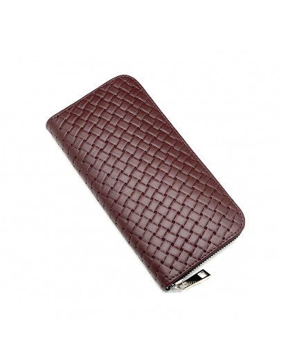 Фотография Бордовый кожаный кошелёк - клатч на молнии Newery N10003GBP