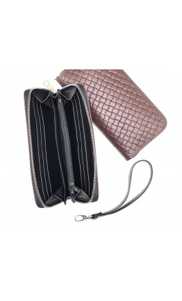 Бордовый кожаный кошелёк - клатч на молнии Newery N10003GBP