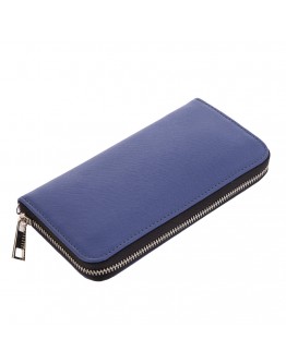Синий кошелёк на молнии из сафьяновой кожи унисекс Newery N10003SB