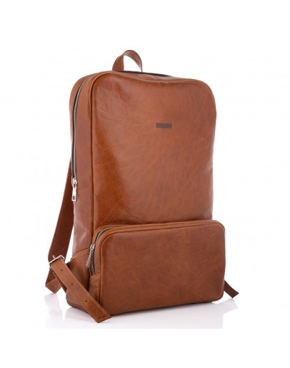 Фотография Кожаный вместительный рюкзак светло-коричневого цвета Newery N1023GCR