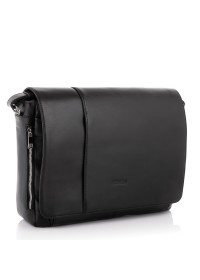 Кожаная вместительная черная сумка через плечо Newery N8128GA-1