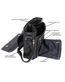 Фотография Кожаная вместительная черная сумка через плечо Newery N8128GA-1