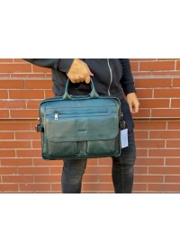 Мужская зеленая деловая кожаная сумка портфель Newery N9523GR