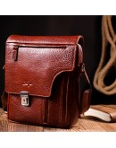 Фотография Кожаная коричневая мужская фирменная сумка на плечо KARYA 20903