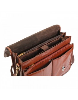 Портфель фирменный кожаный рыжего цвета Ashwood GARETH BRIEFCASE VT CHESTNUT