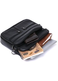 Практичная черная кожаная мужская сумка - барсетка Vintage 20669