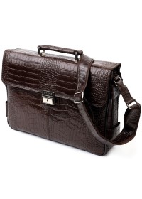Мужской коричневый портфель из фактурной натуральной кожи KARYA 20938