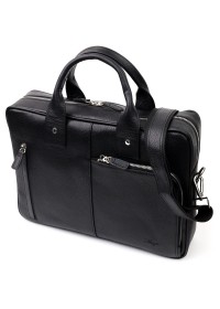 Кожаная черная мужская сумка - портфель KARYA 20872