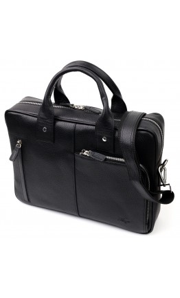 Кожаная черная мужская сумка - портфель KARYA 20872