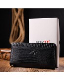 Фотография Удобный черный кошелек-клатч из натуральной фактурной кожи KARYA 21134