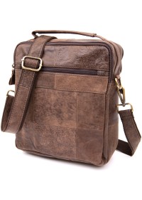 Коричневая кожаная мужская сумка - барсетка на два отделения Vintage 20441