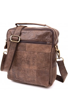 Коричневая кожаная мужская сумка - барсетка на два отделения Vintage 20441