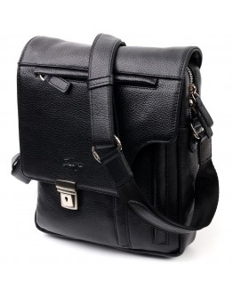 Черная кожаная мужская сумка на плечо фирменная KARYA 20904
