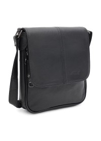 Черная кожаная мужская сумка на плечо Ricco Grande T1t0033bl-black