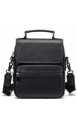Вертикальная мужская сумка в мягкой коже Vintage 20367 Черная