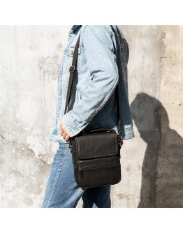 Вертикальная мужская сумка в мягкой коже Vintage 20367 Черная