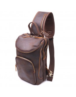 Винтажная коричневая кожаная мужская сумка через плечо - слинг Vintage 21303