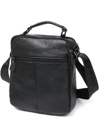Мужская черная сумка из натуральной зернистой кожи Vintage 20683