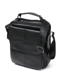 Мужская черная сумка из натуральной зернистой кожи Vintage 20683