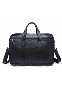 Вместительная кожаная мужская черная сумка Vintage 14883