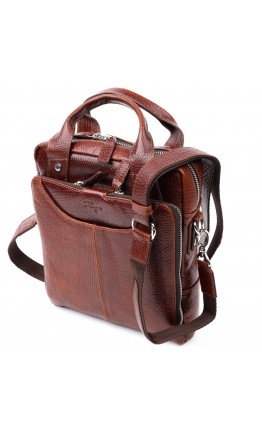 Кожаная коричневая удобная мужская сумка - барсетка KARYA 20886