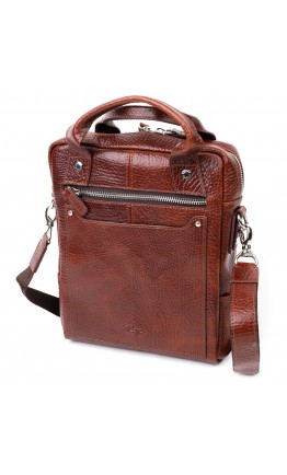 Кожаная коричневая удобная мужская сумка - барсетка KARYA 20886