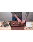 Мужская сумка для ноутбука, тканевая коричневая 79005C