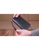Черный фирменный кошелек-клатч из натуральной кожи KARYA 21136