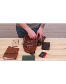 Мужская кожаная коричневая сумка - слинг Vintage 14839