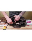 Кожаная коричневая мужская вместительная сумка 77167R