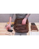 Вместительный кожаный мужской винтажный рюкзак Vintage 14887